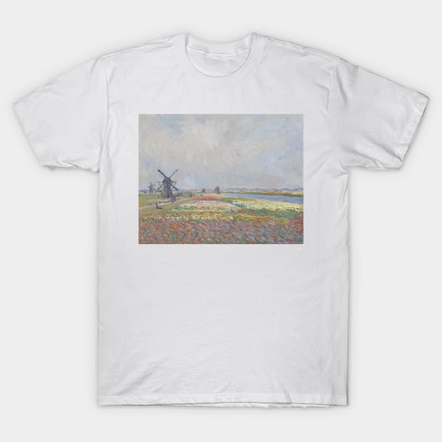 Tulip Fields near The Hague by Claude Monet T-Shirt by Classic Art Stall